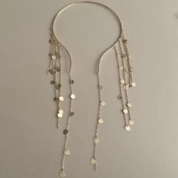 Elegant Gold Disc Necklace S1271 - Picture 2 of 3